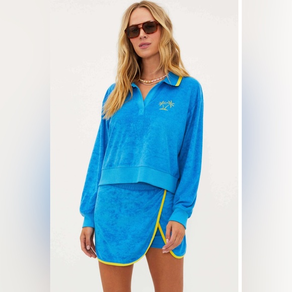 Beach Riot Tops - Beach Riot Marina Polo - Caribbean Blue - New With Tags - Size S
